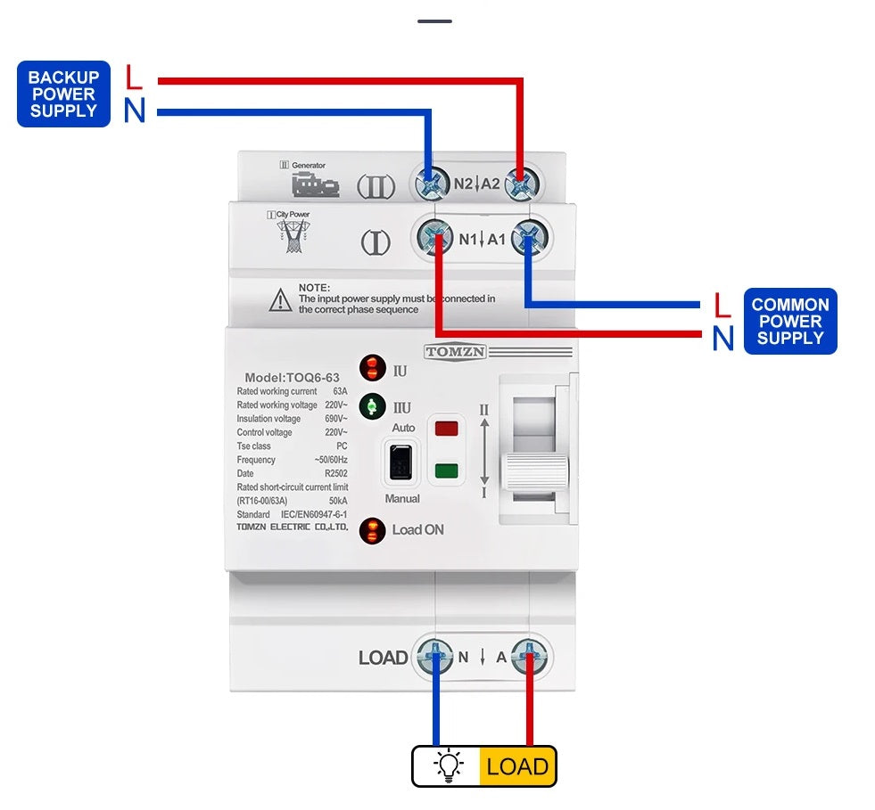 ATS TOQ6-63 Automatic Transfer Switch 63A